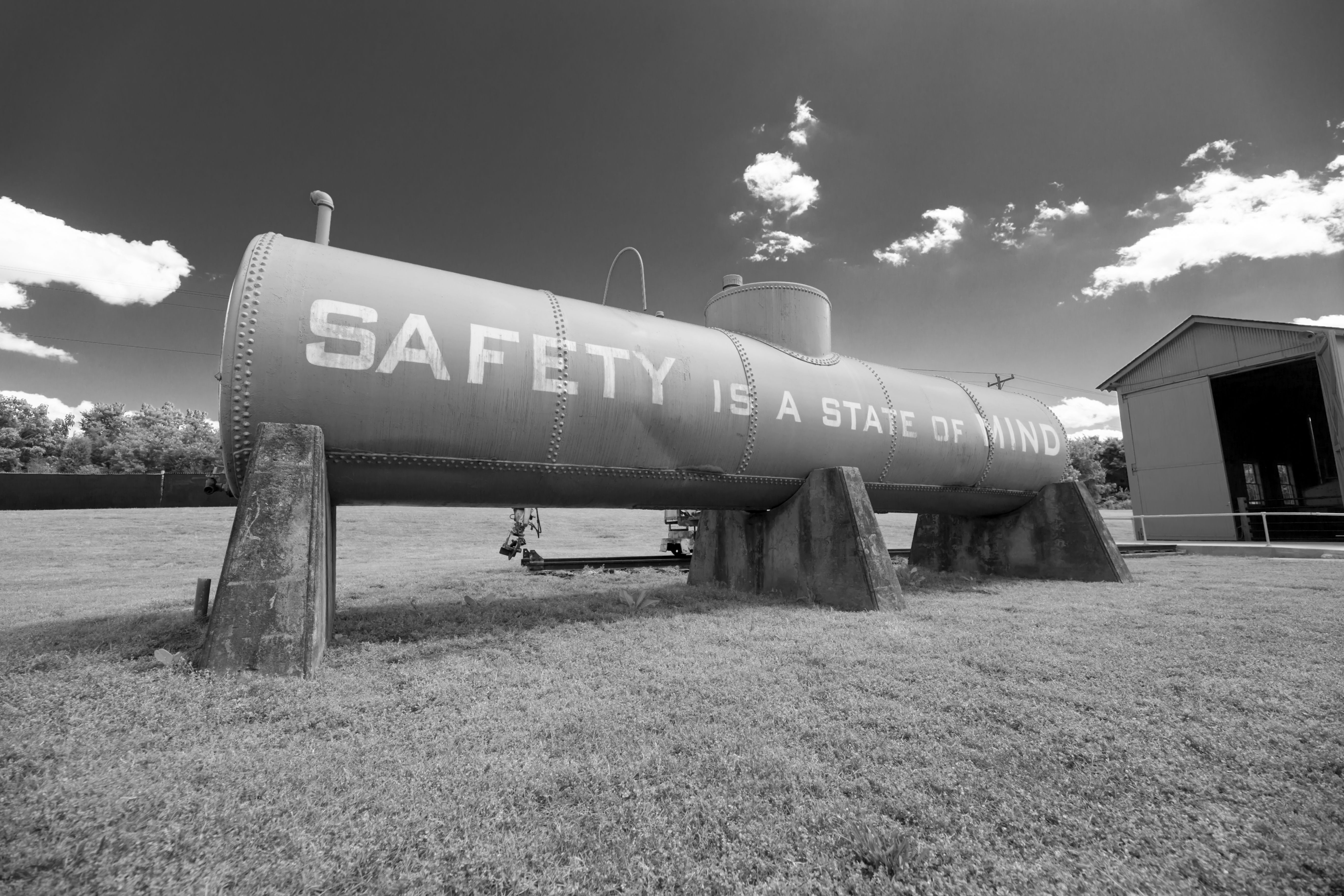 Large propane tank with safety message